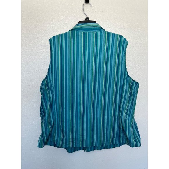 St Johns Bay Tank Turquoise Green Stripe Womans 3X - Picture 2 of 3